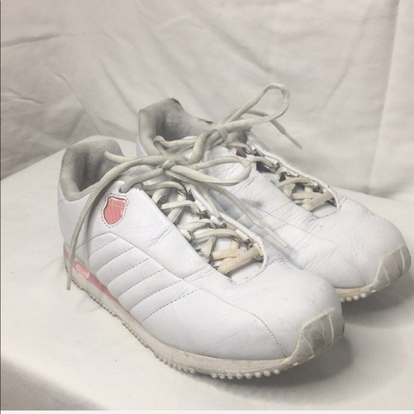 K- Swiss white sneakers with pink trim - Picture 1 of 7